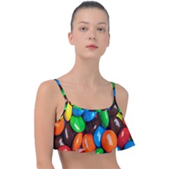 Colorful Candy Background, Close-up Frill Bikini Top by kyorashop23