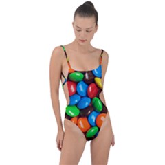 Colorful Candy Background, Close-up Tie Strap One Piece Swimsuit by kyorashop23