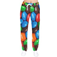 Colorful Candy Background, Close-up Women Velvet Drawstring Pants