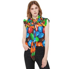 Colorful Candy Background, Close-up Frill Detail Shirt