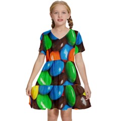 Colorful Candy Background, Close-up Kids  Short Sleeve Tiered Mini Dress by kyorashop23