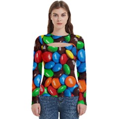 Colorful Candy Background, Close-up Women s Cut Out Long Sleeve T-shirt by kyorashop23