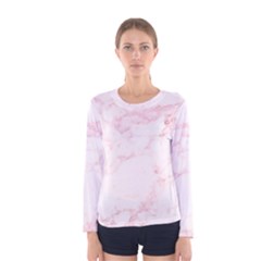 Pink Marble, Gold, Marble, Pattern, Pink, Rose Women s Long Sleeve T-shirt