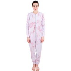 Pink Marble, Gold, Marble, Pattern, Pink, Rose Onepiece Jumpsuit (ladies)