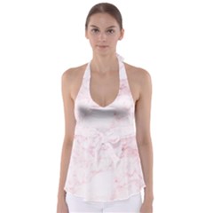 Pink Marble, Gold, Marble, Pattern, Pink, Rose Tie Back Tankini Top by kyorashop23