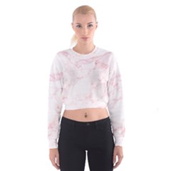 Pink Marble, Gold, Marble, Pattern, Pink, Rose Cropped Sweatshirt