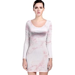 Pink Marble, Gold, Marble, Pattern, Pink, Rose Long Sleeve Velvet Bodycon Dress