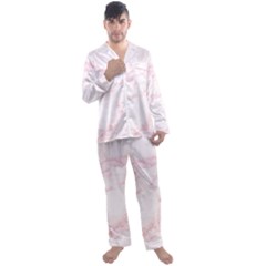 Pink Marble, Gold, Marble, Pattern, Pink, Rose Men s Long Sleeve Satin Pajamas Set by kyorashop23