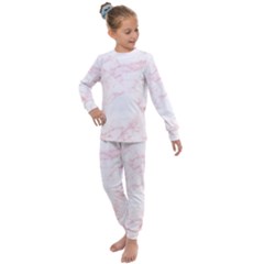 Pink Marble, Gold, Marble, Pattern, Pink, Rose Kids  Long Sleeve Set 