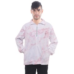 Pink Marble, Gold, Marble, Pattern, Pink, Rose Men s Half Zip Pullover