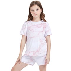 Pink Marble, Gold, Marble, Pattern, Pink, Rose Kids  T-shirt And Sports Shorts Set by kyorashop23