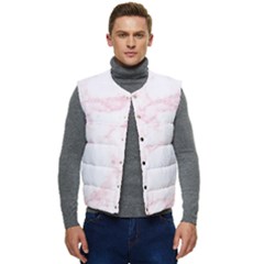 Pink Marble, Gold, Marble, Pattern, Pink, Rose Men s Button Up Puffer Vest	