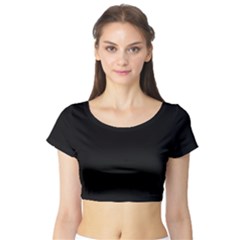 Plain Black Black Short Sleeve Crop Top by kyorashop23