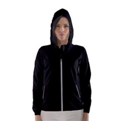 Plain Black Black Women s Hooded Windbreaker