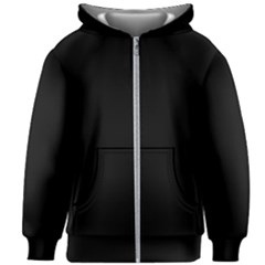 Plain Black Black Kids  Zipper Hoodie Without Drawstring