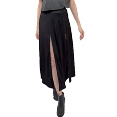 Plain Black Black Velour Split Maxi Skirt by kyorashop23