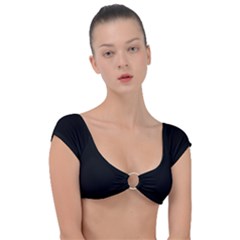 Plain Black Black Cap Sleeve Ring Bikini Top by kyorashop23