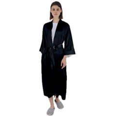 Plain Black Black Maxi Satin Kimono by kyorashop23