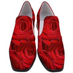 Red Roses , Flowers, Red Roses Women Slip On Heel Loafers by kyorashop23