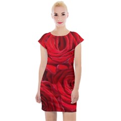 Red Roses , Flowers, Red Roses Cap Sleeve Bodycon Dress by kyorashop23