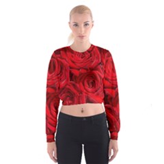 Red Roses , Flowers, Red Roses Cropped Sweatshirt