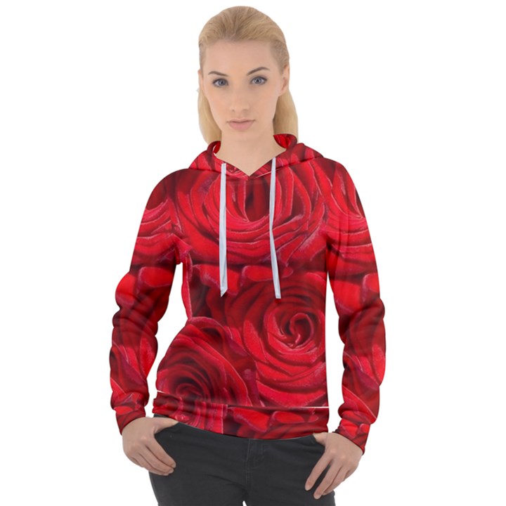 Red Roses , Flowers, Red Roses Women s Overhead Hoodie