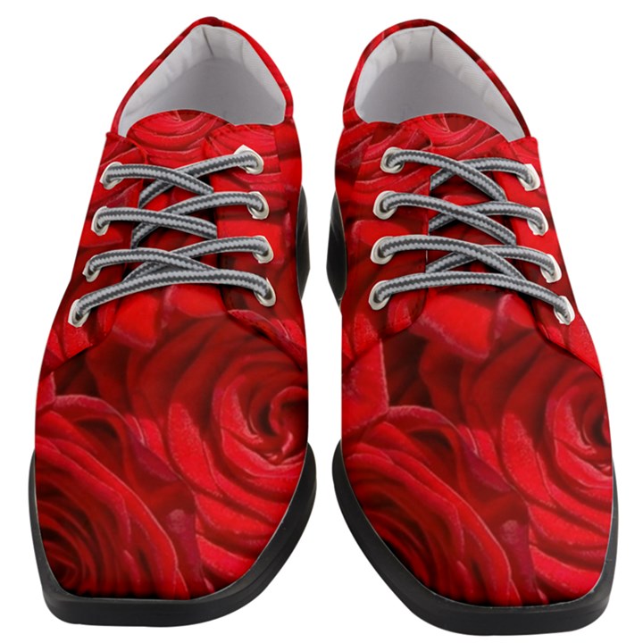 Red Roses , Flowers, Red Roses Women Heeled Oxford Shoes