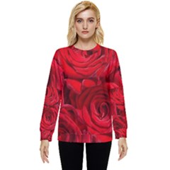 Red Roses , Flowers, Red Roses Hidden Pocket Sweatshirt