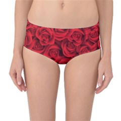 Red Roses , Red Buds, Red Roses Mid-waist Bikini Bottoms by kyorashop23