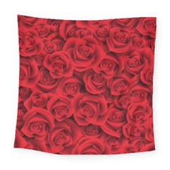 Red Roses , Red Buds, Red Roses Square Tapestry (large)