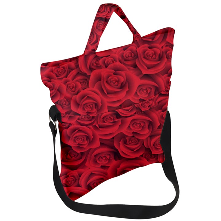 Red Roses , Red Buds, Red Roses Fold Over Handle Tote Bag