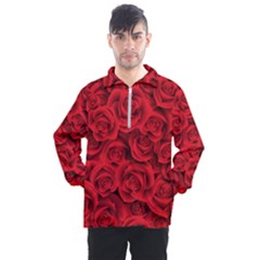 Red Roses , Red Buds, Red Roses Men s Half Zip Pullover