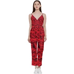 Red Roses , Red Buds, Red Roses V-neck Camisole Jumpsuit