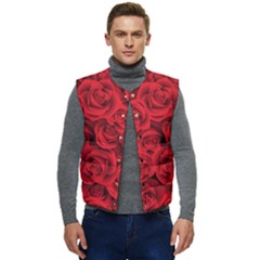 Red Roses , Red Buds, Red Roses Men s Button Up Puffer Vest	