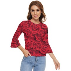 Red Roses , Red Buds, Red Roses Bell Sleeve Top