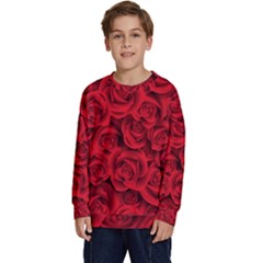 Red Roses , Red Buds, Red Roses Kids  Crewneck Sweatshirt