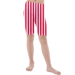 Red Stripes, Texture, Sticker, Kids  Mid Length Swim Shorts by kyorashop23