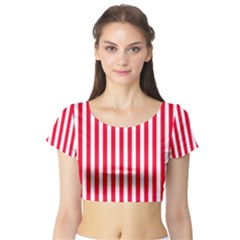 Red Stripes, Texture, Sticker, Short Sleeve Crop Top