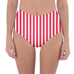 Red Stripes, Texture, Sticker, Reversible High-Waist Bikini Bottoms