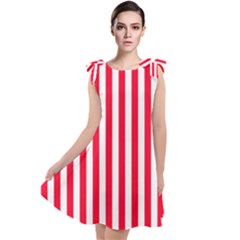 Red Stripes, Texture, Sticker, Tie Up Tunic Dress