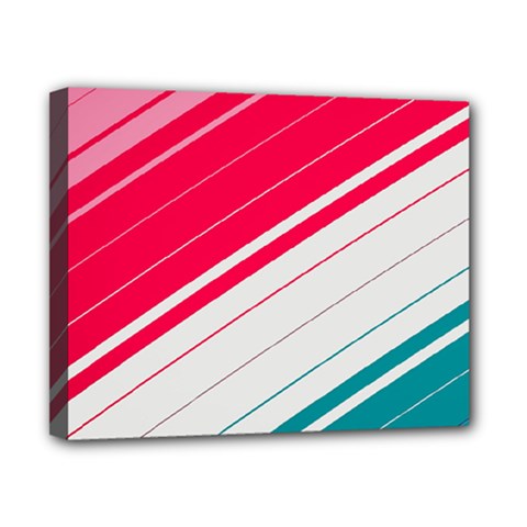 Red White Teal Stripes Canvas 10  X 8  (stretched) by kyorashop23