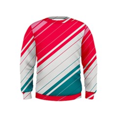 Red White Teal Stripes Kids  Sweatshirt