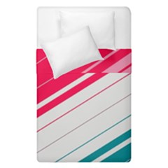 Red White Teal Stripes Duvet Cover Double Side (single Size) by kyorashop23