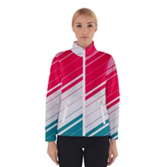 Red White Teal Stripes Women s Bomber Jacket