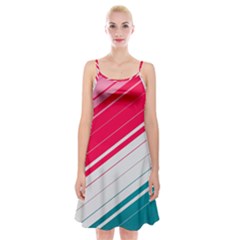 Red White Teal Stripes Spaghetti Strap Velvet Dress