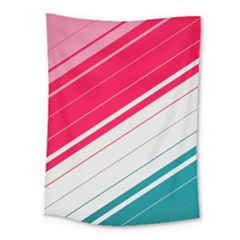 Red White Teal Stripes Medium Tapestry