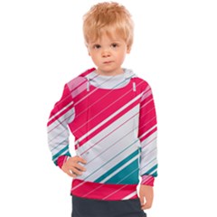 Red White Teal Stripes Kids  Hooded Pullover by kyorashop23