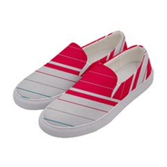 Red White Teal Stripes Women s Canvas Slip Ons