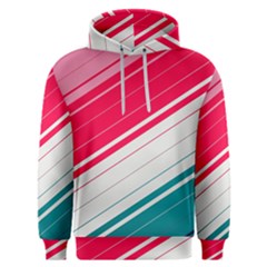 Red White Teal Stripes Men s Overhead Hoodie