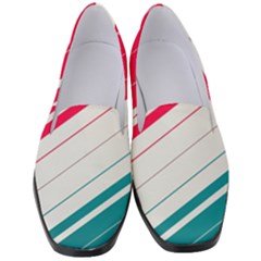 Red White Teal Stripes Women s Classic Loafer Heels by kyorashop23